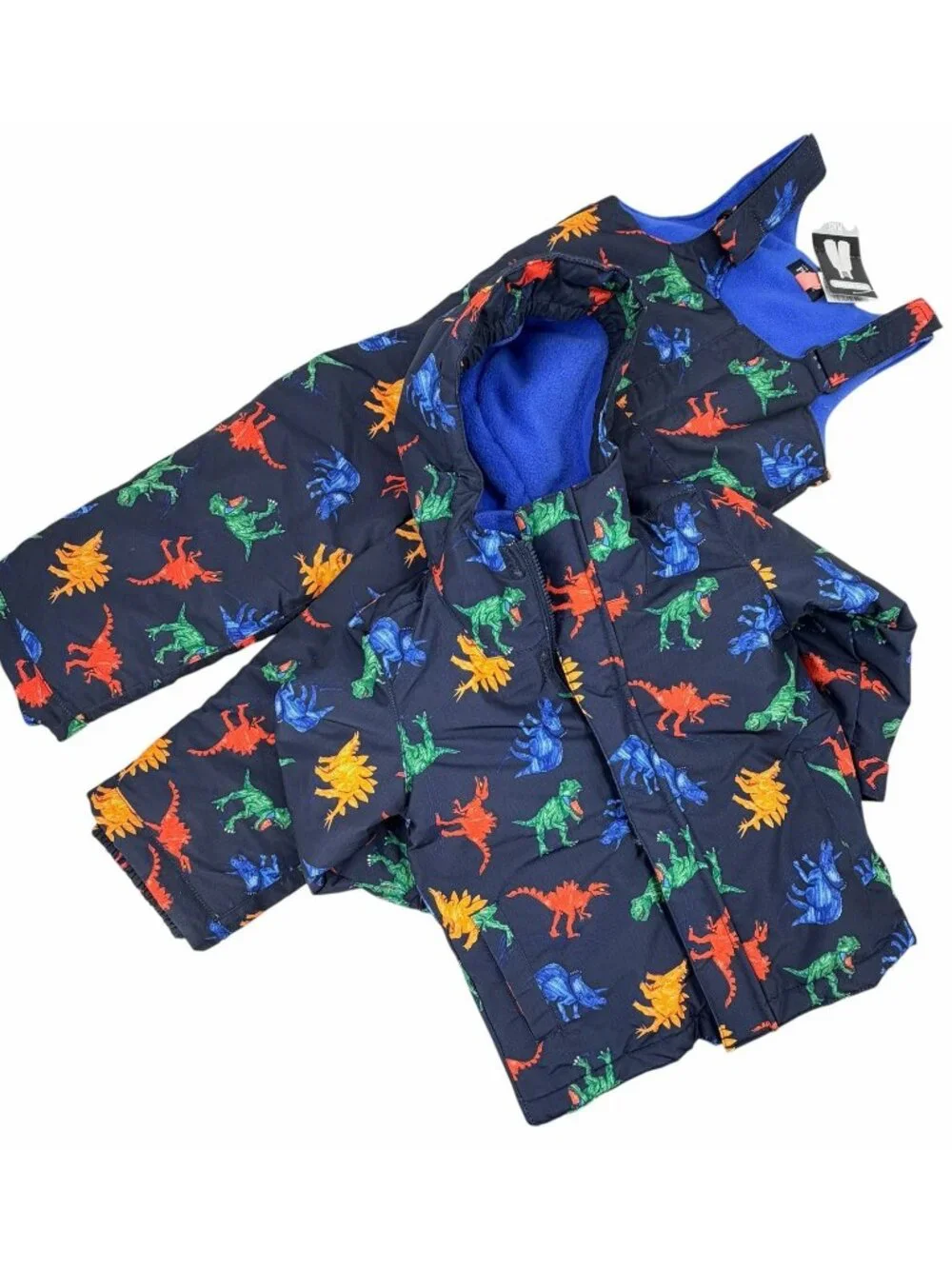 THE CHILDREN'S PLACE Kid's Navy Dinosaur Print Snow Bib Pants (NWT) & Jacket 4T